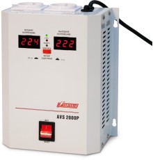 Стабилизатор POWERMAN AVS 2000P, ступенчатый регулятор, цифровые индикаторы уровней напряжения, 2000ВА, 110-260В, максимальный входной ток 15А, 2 евророзетки, IP-20, навесной,  215мм х 270мм х 110мм, 5.2 кг./ Stabilizer POWERMAN AVS 2000P, step-type regul
