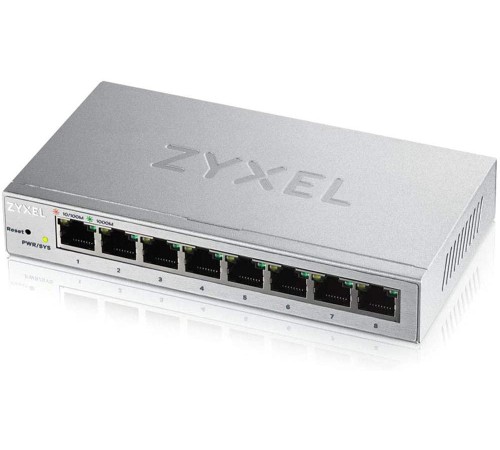 Коммутатор/ ZYXEL GS1200-8 Smart 8-port GbE Switch, VLAN, IGMP, QoS, Link Aggregation