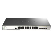 Коммутатор/ DGS-1210-28MP/ME Managed L2 Metro Ethernet Switch 24x1000Base-T PoE, 4x1000Base-X SFP, PoE Budget 370W, Surge 6KV, CLI, RJ45 Console, Dying Gasp