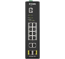 Коммутатор/ DIS-200G-12PS Managed L2 Industrial Switch 10x1000Base-T (8x1000Base-T PoE), 2x1000Base-X SFP, PoE Budget 123W, Surge 6KV, CLI, RJ45 Console, Alarm relay, Dying Gasp, DIN-Rail, metal case IP30, -40 to 65°C, w/o power adapter