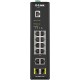 Коммутатор/ DIS-200G-12PS Managed L2 Industrial Switch 10x1000Base-T (8x1000Base-T PoE), 2x1000Base-X SFP, PoE Budget 123W, Surge 6KV, CLI, RJ45 Console, Alarm relay, Dying Gasp, DIN-Rail, metal case IP30, -40 to 65°C, w/o power adapter