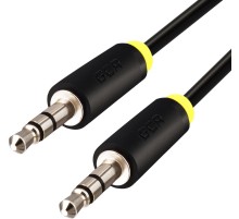 Greenconnect Кабель аудио 0.25m jack 3,5mm/jack 3,5mm черный, желтая окантовка, ультрагибкий, 28 AWG, M/M, Premium GCR-AVC1114-0.25m, экран, стерео