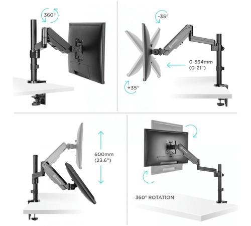 ONKRON кронштейн (держатель) для монитора 13"-34" дюймов настольный, черный G70 ONKRON кронштейн (держатель) для монитора 13"-34" дюймов настольный, черный G70
