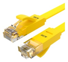 GCR Патч-корд PROF плоский прямой 7.5m, UTP медь кат.6, желтый, 30 AWG, GCR-LNC622-7.5m, ethernet high speed 10 Гбит/с, RJ45, T568B