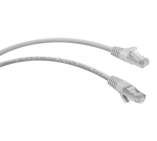 Cabeus PC-FTP-RJ45-Cat.5e-5m-LSZH Патч-корд F/UTP, категория 5е, 2xRJ45/8p8c, экранированный, серый, LSZH, 5м Cabeus PC-FTP-RJ45-Cat.5e-5m-LSZH Патч-корд F/UTP, категория 5е, 2xRJ45/8p8c, экранированный, серый, LSZH, 5м