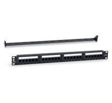  Cabeus PL-24-Cat.6-Dual IDC Патч-панель 19" (1U), 24 порта RJ-45, категория 6, Dual IDC, с задним кабельным организатором