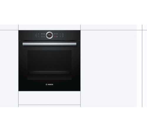 Встраиваемая электрическая духовка BOSCH 59.5x59.5x54.8 см, 71л, дисплей, 13 режимов, EcoClean, 3 стекла, черный