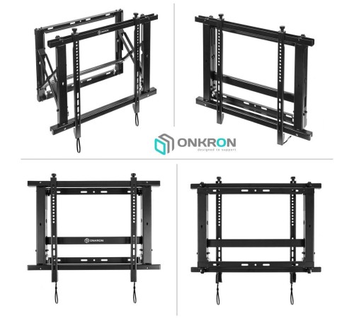 Кронштейн для ВИДЕОСТЕН ONKRON/ система Push UP, 40-70" макс. 600*400, вылет от стены 106-124мм/ 259-277мм, рег. по вертикали 0-13мм, макс. нагрузка 45кг, портретная/альбомная ориентация, сверхточная регулировка в трех плоскостях