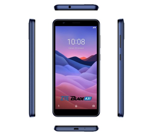 ZTE Blade A31 Blue, 5.45'' 720x1440, 4x1,6 ГГц+4x1,2 ГГц, 8 Core, 2GB RAM, 32GB, up to 128GB flash, 8Mpix/2Mpix, 2 Sim, 2G, 3G, LTE, BT v4.2, Wi-Fi, NFC, GPS, Micro-USB, 3000mAh, Android 11, 166g, 146 ммx71 ммx8,9 мм ZTE Blade A31 Blue, 5.45'' 720x1440, 4x1,6 ГГц+4x1,2 ГГц, 8 Core, 2GB RAM, 32GB, up to 128GB flash, 8Mpix/2Mpix, 2 Sim, 2G, 3G, LTE, BT v4.2, Wi-Fi, NFC, GPS, Micro-USB, 3000mAh, Android 11, 166g, 146 ммx71 ммx8,9 мм