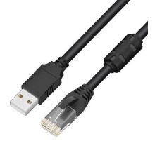 GCR Кабель консольный 1.0m USB 2.0, AM/RJ50 (10P10C), черный, ферритовое кольцо, 28/24 AWG, экран, армированный