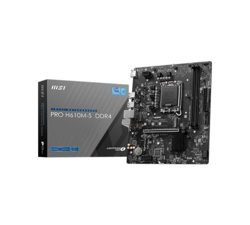 Материнская плата MSI PRO H610M-S DDR4 H610,LGA1700,2DDR4,1PCI-Ex16,1PCI-Ex1,2M.2,2SATA3.0,4USB3.2Gen1,8U
