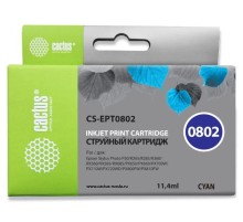 -/ Картридж струйный Cactus CS-EPT0802 T0802 голубой (11.4мл) для Epson Stylus PhotoP50/PX650/PX660/PX7