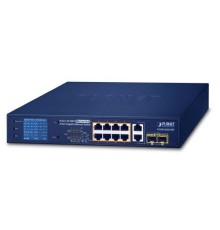 коммутатор/ PLANET 8-Port 10/100TX 802.3at PoE + 2-Port Gigabit TP/SFP combo Desktop Switch with LCD PoE Monitor(120W)