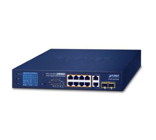 коммутатор/ PLANET 8-Port 10/100TX 802.3at PoE + 2-Port Gigabit TP/SFP combo Desktop Switch with LCD PoE Monitor(120W)