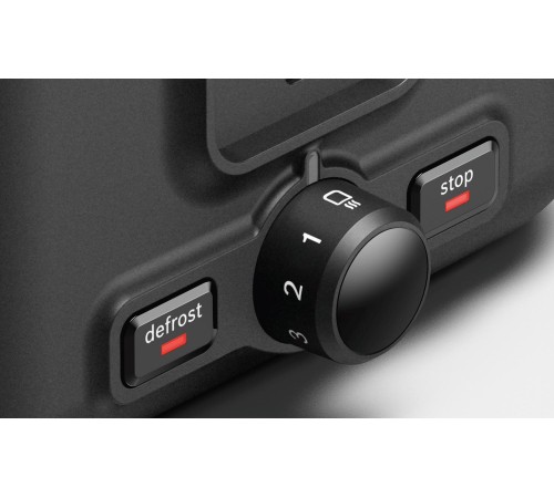 Тостер BOSCH/ мощность 970Вт, отделений- 2, бесступенчатый терморегулятор, подогревание булочек, лоток для крошек, автоцентрирование тостов, цвет черный