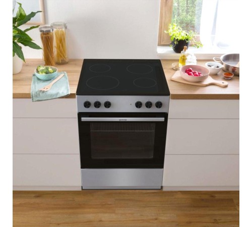 Плита GORENJE/ Тип плиты: электрическая, Тип варочной поверхности: стеклокерамическая, Цвет: серый, Ширина, см: 60
