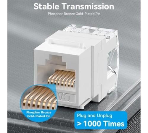 Модуль Vention Keystone Jack Cat.6 неэкранированный 180 градусов Белый