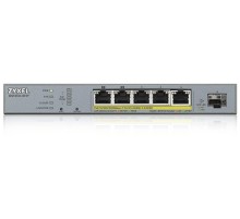 Коммутатор/ ZYXEL GS1350-6HP L2 PoE + switch for ZYXEL GS1350-6HP IP cameras, 4xGE PoE +, 1xGE PoE++ (802.3bt), 1xSFP, PoE budget 60 W, power transmission distance up to 250 m, auto-reloading of PoE ports, increased overvoltage and electrostatic protectio