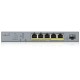 Коммутатор/ ZYXEL GS1350-6HP L2 PoE + switch for ZYXEL GS1350-6HP IP cameras, 4xGE PoE +, 1xGE PoE++ (802.3bt), 1xSFP, PoE budget 60 W, power transmission distance up to 250 m, auto-reloading of PoE ports, increased overvoltage and electrostatic protectio