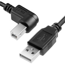 Greenconnect Кабель 1.0m USB 2.0, AM/BM угловой, черный, 28/28 AWG, экран, армированный, морозостойкий, GCR-UPC3M2-BB2S-1.0m