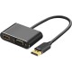 Кабель-переходник/ Кабель-переходник DisplayPort(M) ---> HDMI(F)+VGA(F)4K@30Hz VCOM Allum shell<CG640M-0.15>