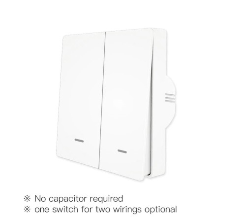 Выключатель (двухклавишный) Moes ZigBee Smart Switch белый модели ZS-EUB Выключатель (двухклавишный) Moes ZigBee Smart Switch белый модели ZS-EUB