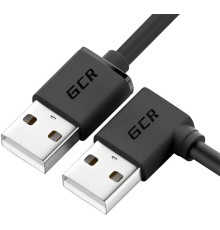 GCR Кабель 0.5m USB 2.0, AM угловой левый/AM, 28/28 AWG, экран, армированный, морозостойкий, GCR-AUM5M-BB2S-0.5m