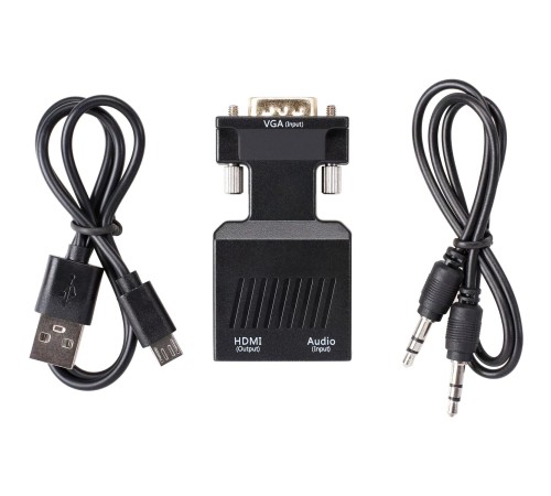 Переходник/ Переходник VGA(M)+audio+microUSB --> HDMI(F)1080*60Hz, VCOM <CA337A>