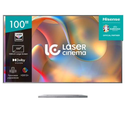 Лазерный телевизор TV 100'' Hisense/ 100", Projector Triple-Chroma, 4K UHD, 25 000ч, 2700Лм, 20W x 2, VIDAA U6, 3хHDMI, 2хUSB, Bluetooth, Wi-Fi + ЭКРАН Лазерный телевизор TV 100'' Hisense/ 100", Projector Triple-Chroma, 4K UHD, 25 000ч, 2700Лм, 20W x 2, VIDAA U6, 3хHDMI, 2хUSB, Bluetooth, Wi-Fi + ЭКРАН