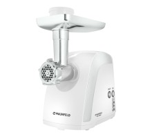 Мясорубка MAUNFELD/ Мясорубка MAUNFELD MMG.2000W, мощность 2000 Вт, производительность 2,6 кг/мин, 5 насадок, реверс, контейнер для хранения насадок, блокировка при перегреве, цвет белый/нержавеющая сталь