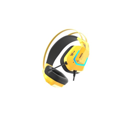 Гарнитура игровая проводная Dareu EH732 Yellow (желтый), подключение USB, подсветка RGB (Мятая упаковка)