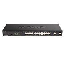 коммутатор D-Link Настраиваемый L2 PoE-коммутатор, 24х1000Base-T PoE, 2xCombo 1000Base-T/SFP, PoE-бюджет 370 Вт