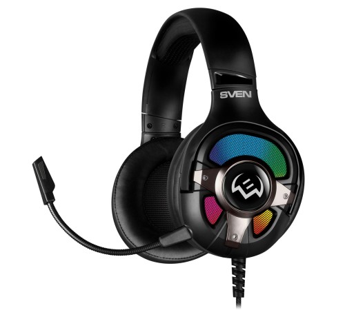 Игровые наушники с микрофоном SVEN AP-U1100MV, черный (USB, RGB, 7.1) Игровые наушники с микрофоном SVEN AP-U1100MV, черный (USB, RGB, 7.1)