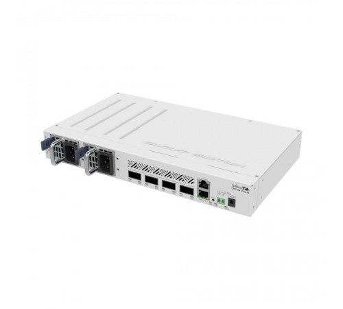 Коммутатор/ CRS504-4XQ-IN Cloud Router Switch with Quad-Core A9531 650 MHz CPU, 16 x 25G port 98DX4310 switch chip, 64 MB RAM, 4 x 100G QSFP28 ports, 1 x 100Mbit Eth port for management, RouterOS L5, desktop case