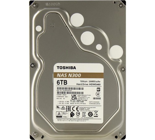 Жесткий диск/ HDD Toshiba N300 NAS SATA3 6Tb 3.5" 7200 256Mb (analog HDWG160UZSVA) 1 year warranty