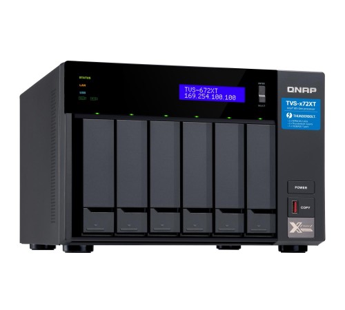 Сетевое хранилище без дисков/ SMB QNAP TVS-672XT-i3-8G 6-Bay NAS, Intel Core i3-8100T 4-core 3.1 GHz Processor, 8GB DDR4 RAM (max 32GB RAM), 6x 2.5"/3.5" SATA HDD/SSD + 2x M.2 PCIe SSD slot, 2xGbE LAN, 1 x 10GBase-T, 2 x Thunderbolt 3 port Сетевое хранилище без дисков/ SMB QNAP TVS-672XT-i3-8G 6-Bay NAS, Intel Core i3-8100T 4-core 3.1 GHz Processor, 8GB DDR4 RAM (max 32GB RAM), 6x 2.5"/3.5" SATA HDD/SSD + 2x M.2 PCIe SSD slot, 2xGbE LAN, 1 x 10GBase-T, 2 x Thunderbolt 3 port