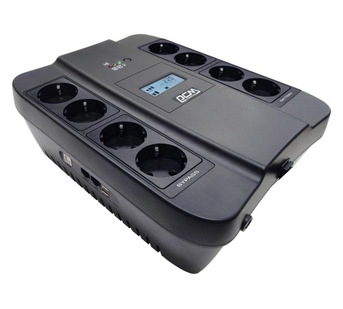 ИБП SPD-750U LCD, линейно-интерактивный, цифровой дисплей,  750 ВA, 450 Вт, 4 евророзетки с резервным питанием, 4 евророзетки с фильтрацией, USB,  защита RJ45/RJ11, батарея свинцово-кислотная 12В 9Ач, ШхГхВ 285х232х103мм, 7.4 кг/ UPS SPD-750U LCD, line-in
