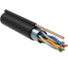 Кабель связи витая пара F/UTP, кат.5E 4х2х24AWG, LDPE, с металл. тросом 1,2мм, 305м, черный