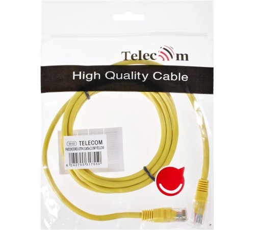 Патчкорд/ Патчкорд литой "Telecom" UTP кат.5е 2,0м желтый