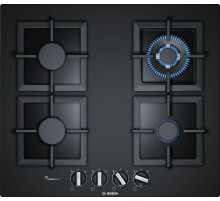 Встраиваемая варочная панель BOSCH Газ,  5.8x59x52 см, WOK, закаленное стекло, независимая, черная