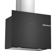 Вытяжка BOSCH Serie 4, настенная вытяжка, 60см, черная (короб цвета нержавеющая сталь), 1 мотор, производительность до 650 м3/ч, режим отвода/циркуляции (требуется установка комплекта), 3 ступени мощности, отвод воздуха по краям, сенсорное управление Touc