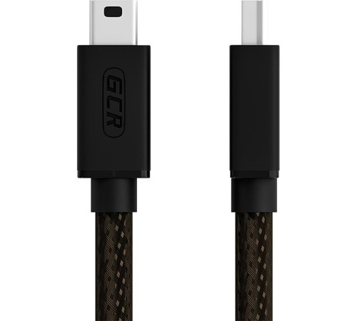 GCR Кабель PROF 2.0m USB 2.0, AM/mini 5P, черно-прозрачный, 28/24 AWG, экран, армированный, морозостойкий, GCR-50920