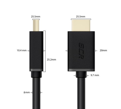 GCR Кабель 20.0m HDMI-DVI черный, OD8.0mm, 28 AWG, позолоченные контакты, 19M / 25M Dual Link, тройной экран
