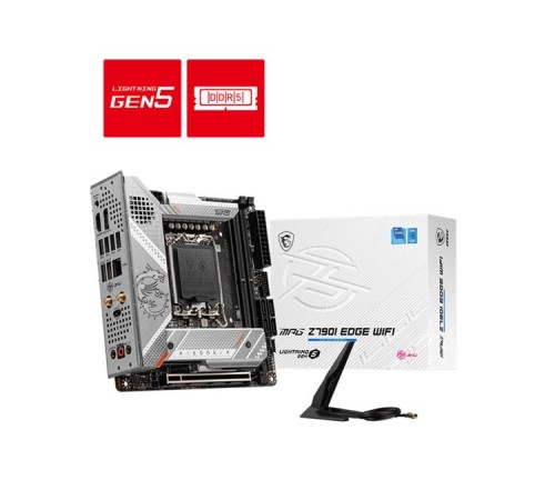 Материнская плата MSI MPG Z790I EDGE WIFI LGA1700,2DDR5,1PCI-Ex16,3M.2,4SATA3,2USB3.2Gen2x2, 2USB3.2