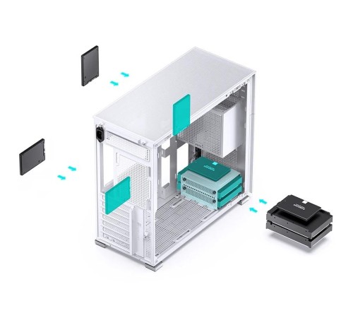 Корпус без блока питания/ Case JONSBO D41 MESH, Midi-Tower, TG, no fan, 1xUSB-A 3.2 + 1xUSB-C 3.2, ATX, mATX White