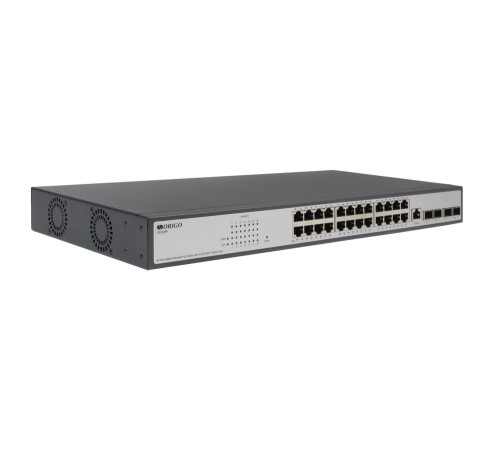 Коммутатор/ Managed L3 Switch 24x1000Base-T PoE, 4x10GBase-X SFP+, PoE Budget 370W, RJ45 Console, 19" w/brackets