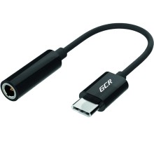 GCR Переходник USB Type C > 3.5mm mini jack, гибкий, черный, GCR-UC2AUXF
