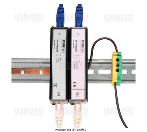 Устройство грозозащиты OSNOVO SP-IP/1000PD Устройство грозозащиты для локальной вычислительной сети (скорость до 1000 Мбит/с) с защитой линий PoE (af/at, методы A + B, контакты 1/2, 3/6, 4/5, 7/8). Двухступенчатая защита. М Устройство грозозащиты OSNOVO SP-IP/1000PD Устройство грозозащиты для локальной вычислительной сети (скорость до 1000 Мбит/с) с защитой линий PoE (af/at, методы A + B, контакты 1/2, 3/6, 4/5, 7/8). Двухступенчатая защита. М