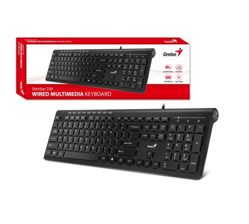 Клавиатура проводная Genius SlimStar 230II Black (Мятая упаковка) Клавиатура проводная Genius SlimStar 230II Black (Мятая упаковка)