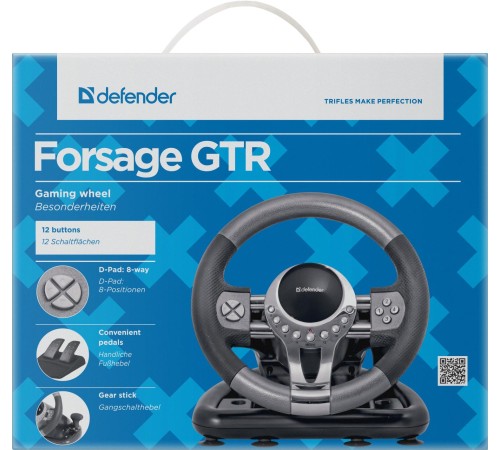 Defender Игровой руль Forsage GTR USB, 12 кнопок, рычаг передач
